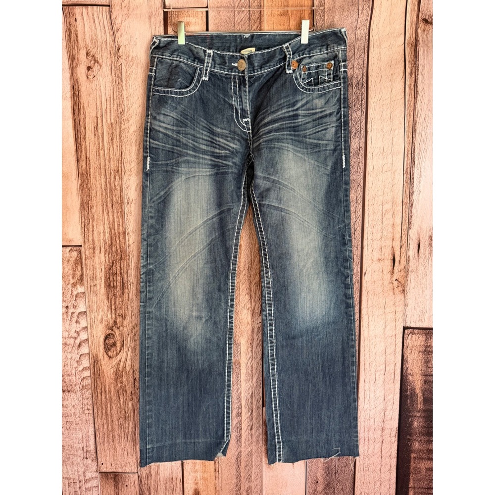 True Religion Bobby Big T Vintage Y2K Distressed Denim Jeans Made USA Size 34